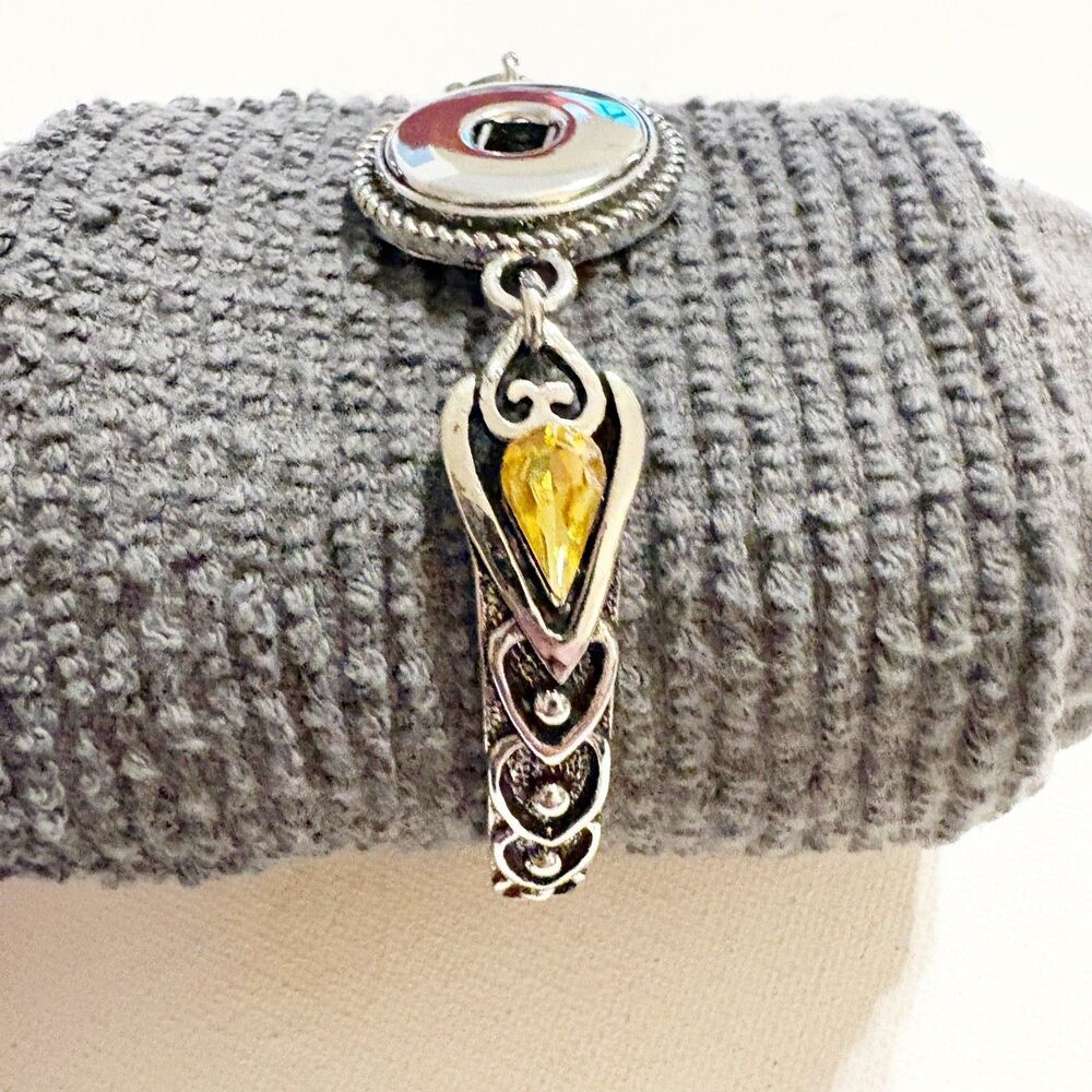Jewelry Crafter Makers Blank Ginger Snap Style Bracelet Sz 7 Yellow Crystal 3C